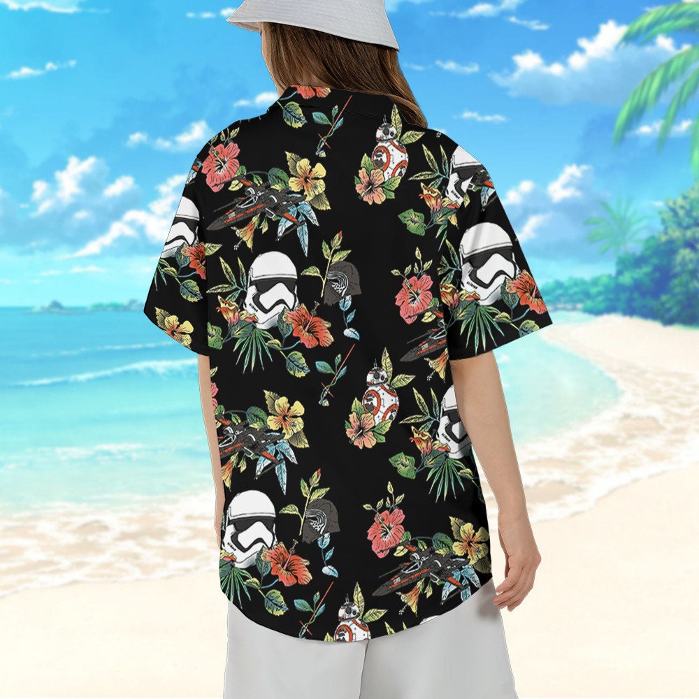 Star Wars Stormtrooper Kylo Ren BB-8 Vintage Floral Hawaii Shirt Tropical Summer Hawaii Shorts Beach Gift For Men Valentine Birthday Gift