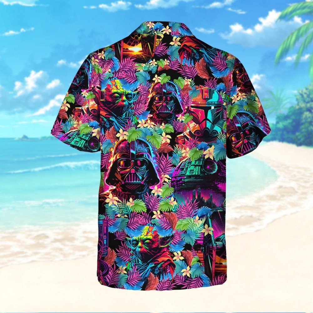 Star Wars Colorful Synthwave Summer Hawaii Shirt, Aloha Disney Hawaiian Shirt and Shorts