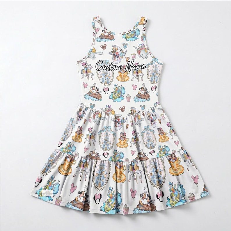 Personalized Disney Mickey Mouse Balloons Mom Daughter Matching Dress Set Custom Name, Magical Rainbow Ruffle Girls Crossback Women, Disney image 4