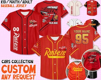 Custom Cars Lightning Mcqueen Baseball Jersey Team, Collection Choose Style, Personalized Jersey, Disney Baseball Team Outfit, Gift for Kids