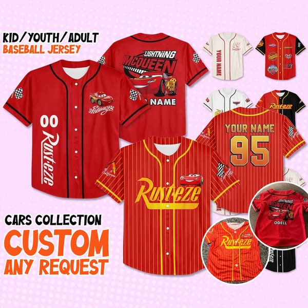 Custom Cars Lightning Mcqueen Baseball Jersey Team, Collection Choose Style, Personalized Jersey, Disney Baseball Team Outfit, Gift for Kids