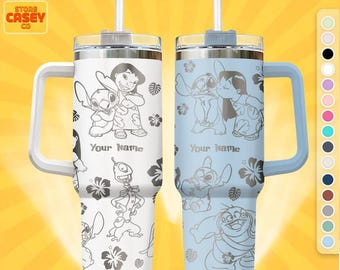 Vaso personalizado de Lilo y Stitch de Disney de 113 ml (40 oz) – Vaso de viaje grabado para Disneyland, regalo personalizado para ella, vaso térmico de acero inoxidable