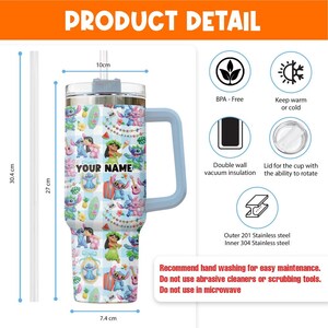 Radiant Vacation Tumbler, Lilo Stitch Personalized Tumbler, Custom Name Tumbler with Straw, Insulated Cup Travel Mug, Disney Cruise 2026 Gif image 6