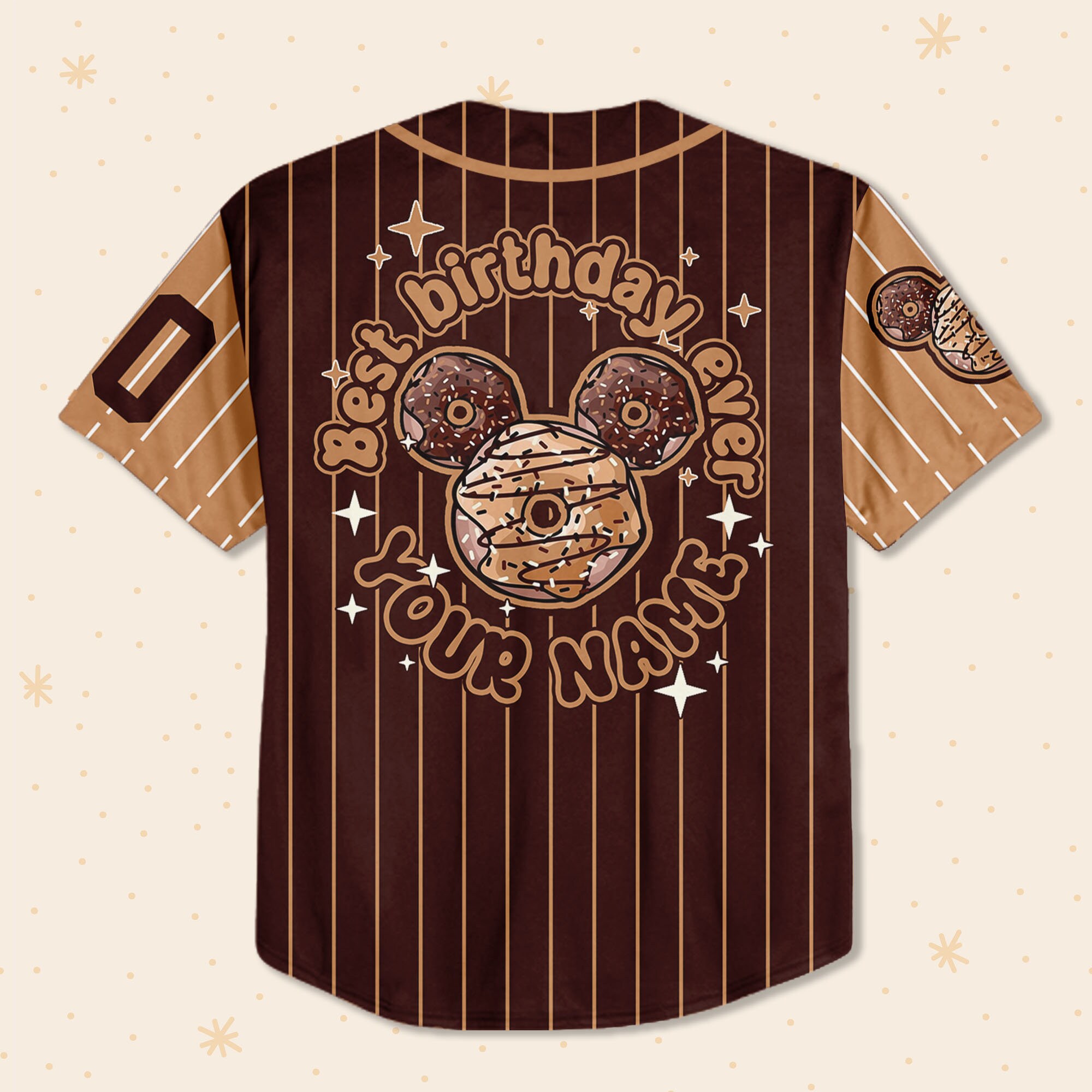 Personalized Disney Best Birthday Ever Socola Donut Baseball Jersey