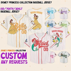 Personalisierte Kinder Disney Prinzessin Geburtstag Vater Mutter Tag Geschenk Disney 70. Jahrestag 2026 Baseball Jersey Familie Shirt