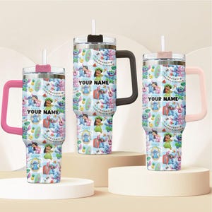 Radiant Vacation Tumbler, Lilo Stitch Personalized Tumbler, Custom Name Tumbler with Straw, Insulated Cup Travel Mug, Disney Cruise 2026 Gif image 3