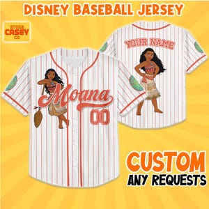 Custom Princess Moana Baseball Jersey Personalized Disney Shirt, Family Vacation 2026, Birthday Girl Island Summer Outfit image 2
