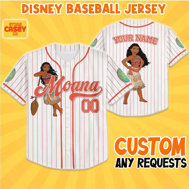 Custom Princess Moana Baseball Jersey Personalized Disney Shirt, Family Vacation 2026, Birthday Girl Island Summer Outfit image 2