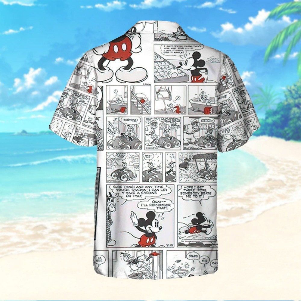 Disney Mickey Mouse Retro Comic Life Style Hawaii Shirt, Mickey Aloha Shirt, Disney Hawaiian Shirt Mickey Summer Vacation Hawaiian Shorts