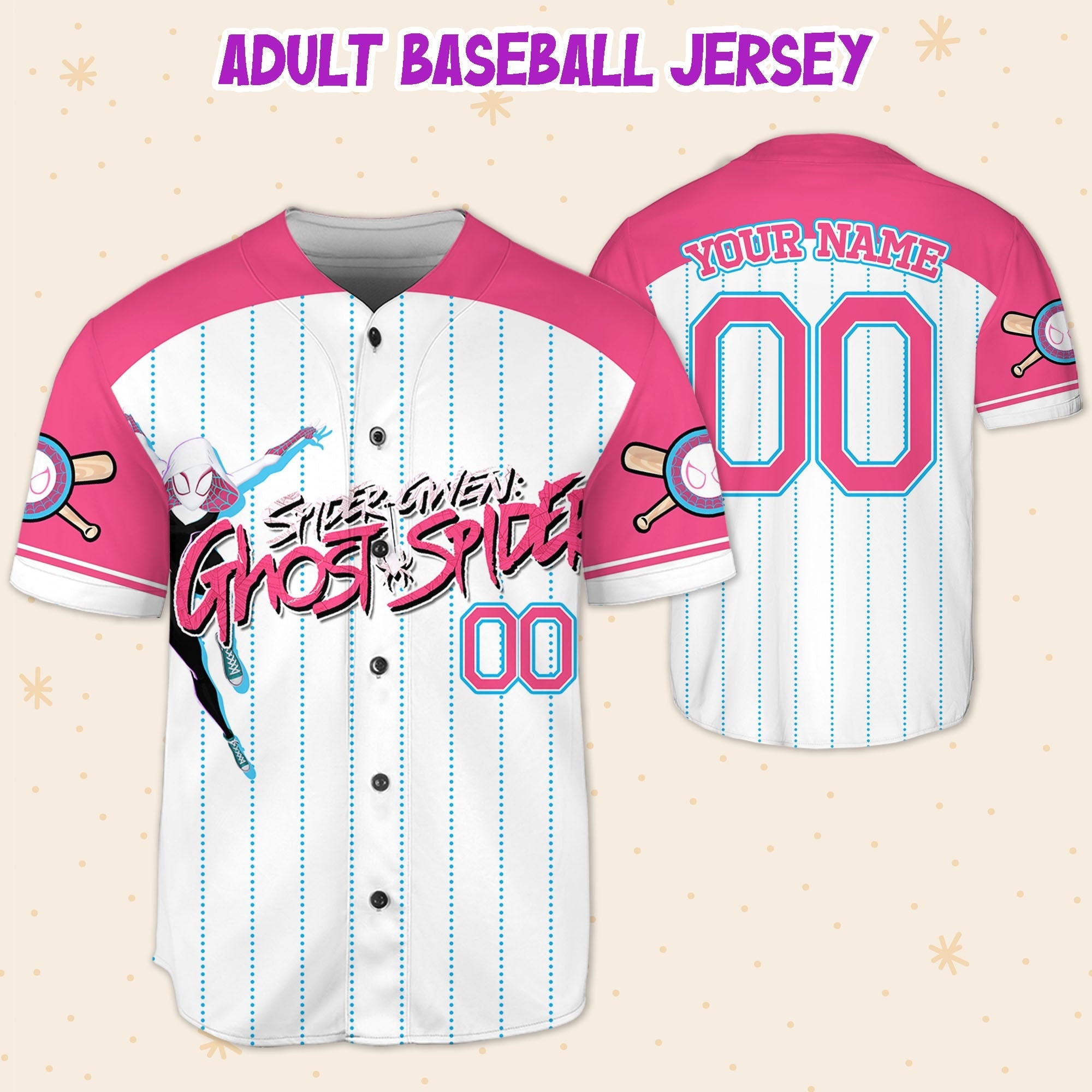 Personalized Spider-Man Gwen Stacy Baseball Jersey, Superhero Jersey