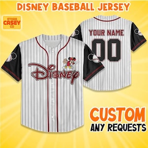 Personalize Disney Mickey Mouse Pinstripe, Custom Disneyland Jersey, Baseball Team, Mickey Mouse Birthday, Gift for Disney Fans