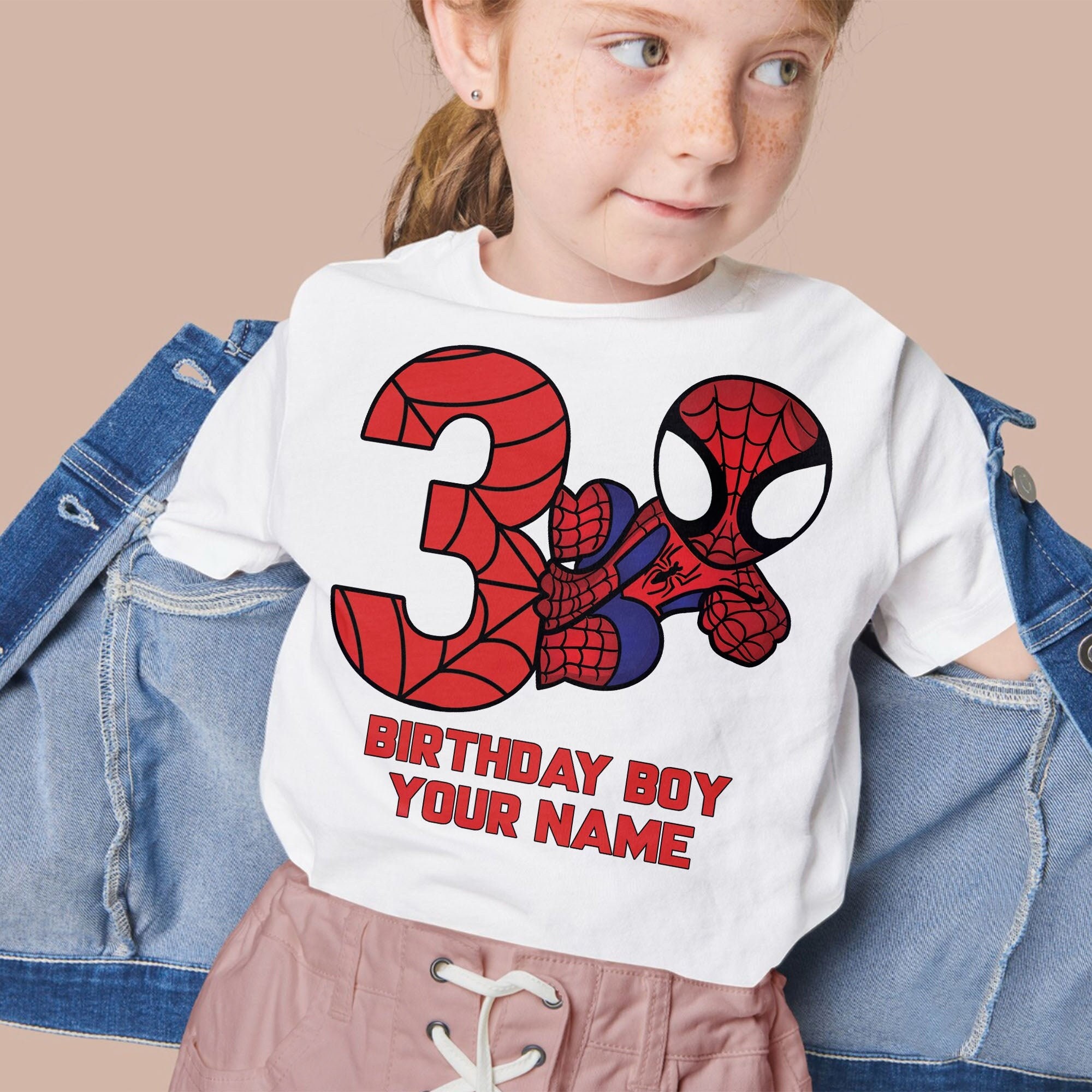 Personalize Disney Chibi Spiderman Birthday Age And Name Unisex T-Shirt