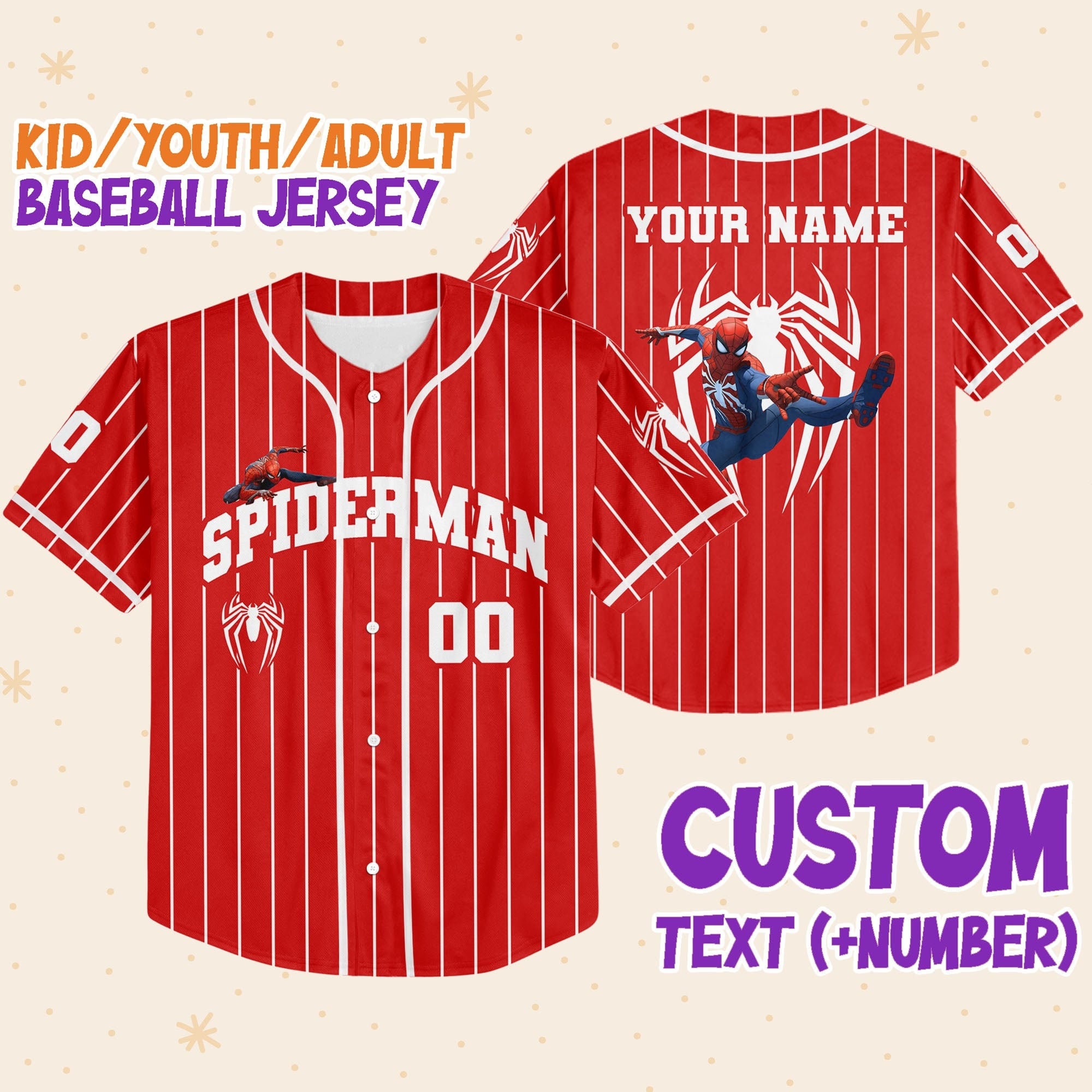 Discover スパイダーマン メンズ レーディス ベースボールシャツ マーベル スーパーヒーロー おしゃれデザインギフト Personalize Spiderman