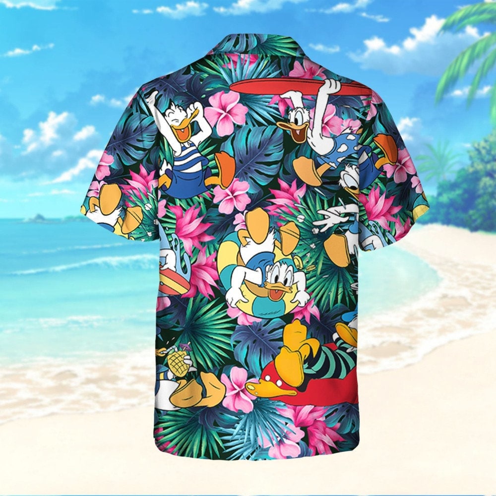 Disney Donald Duck Summer Tropical Hawaii Shirt, Disneyland Button Up Shirt and Shorts