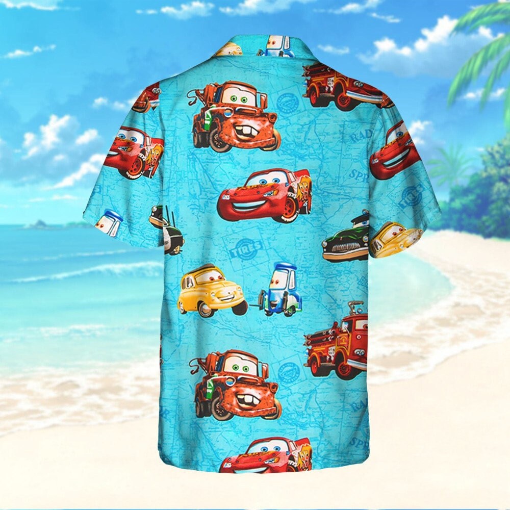 Disney Cars Blue Fabric Pattern, Disney Hawaiian Shirt and Shorts