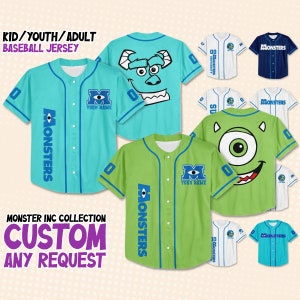 Custom Monster Inc Disney Baseball Jersey Team, Personalized Collection Jersey, Baseball Jersey, Gift for Monster Inc Fans, Baseball Teams