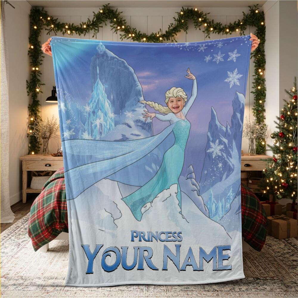 Discover Custom Princess Elsa Fleece Blanket, Birthday Gift for Kids