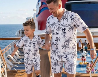 Summer Mickey Mouse Hawaiian Shirt and Shorts Set, Tropical Disney Summer Outfit, Disney Family Vacation 2026, Beach Party Matching Gear