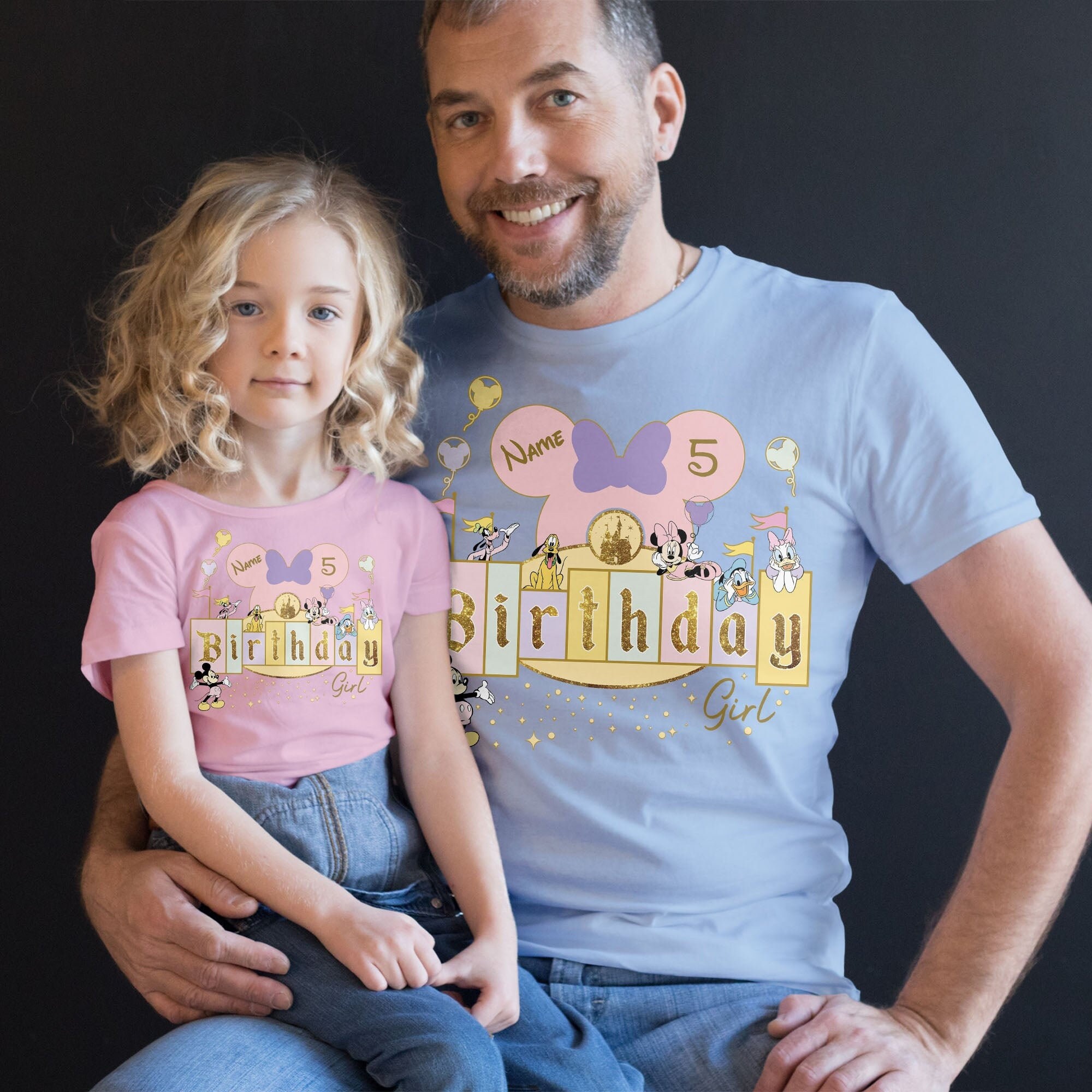 Personalize Disney Birthday Girl Disneyland Characters Unisex T-Shirt