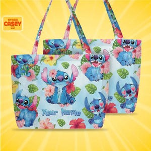 Custom Disney Stich Tote Bag – Personalized Hawaii Lilo and Stitch Large Travel Bag for Disneyland Vacation, Gift for her, for mom