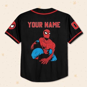 Camiseta de béisbol personalizada de Spider-Man para cumpleaños, Día del Padre, Vacaciones de Verano de Superhéroes 2026, Camiseta a juego para toda la familia imagen 4