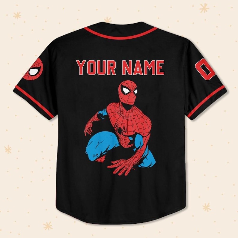 Camiseta de béisbol personalizada de Spider-Man para cumpleaños, Día del Padre, Vacaciones de Verano de Superhéroes 2026, Camiseta a juego para toda la familia imagen 4