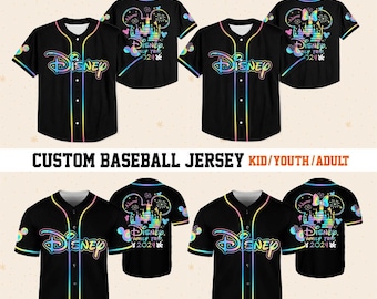 Custom Disney Family Trip Simple Mickey and Minnie Rainbow Custom Name  Disney Kid Adult Toddler Baseball Jersey Disney Family Matching Oufit