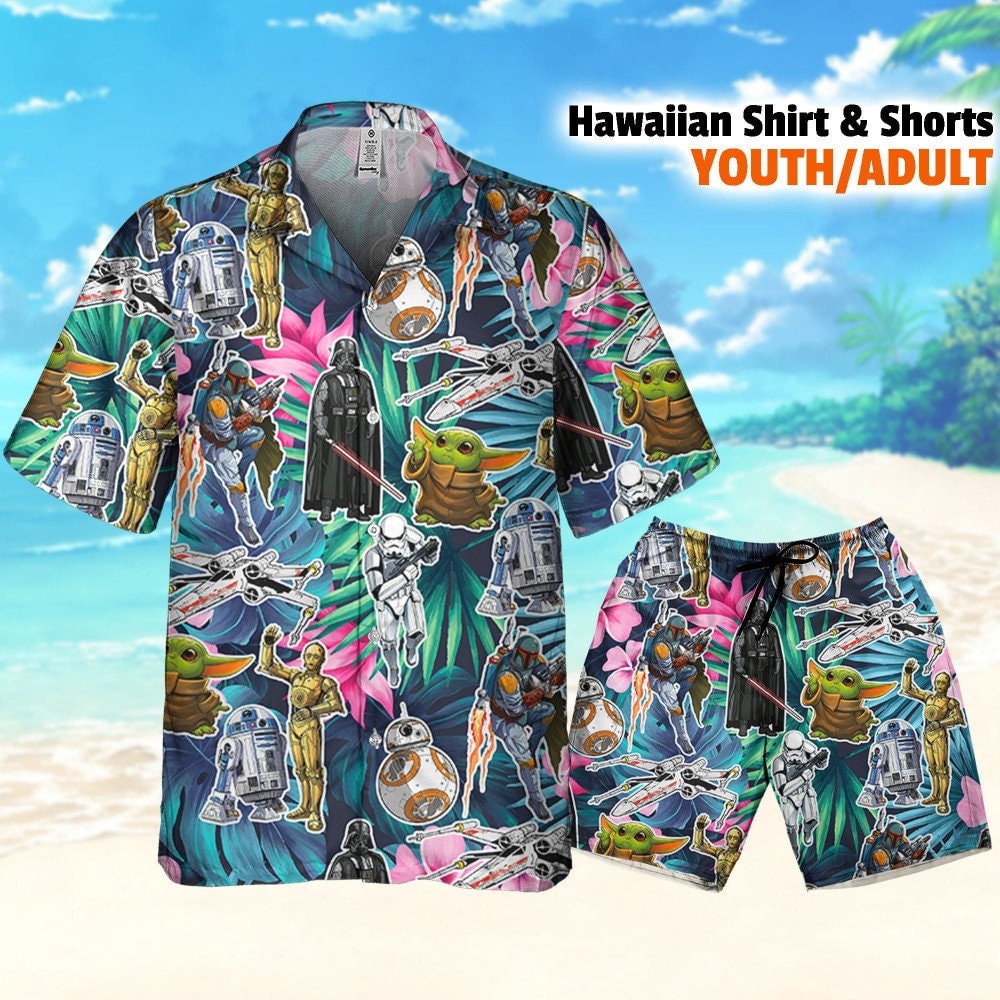Star Wars Seamless Icon Summer Tropical Hawaiian Shirt Tropical Summer Aloha Hawaii Shorts Beach Gift For Men Youth Valentine Birthday Gift