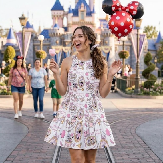 disney pink carousel dress New Disney Pink Carousel Dress W/belt