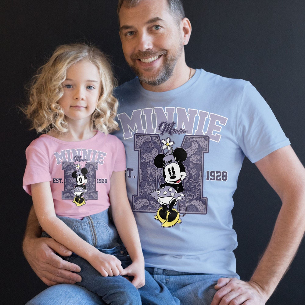 Custom M Minnie Mouse Unisex T-Shirt, Disney Squad Disney Family Matching Shirt