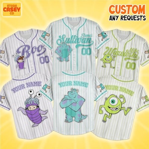 Custom Disney Monster Inc Sulley Mike Boo Baseball, Personalized Disney Baseball Jersey Gift For Fan Disney Family Matching, Birthday Shirt