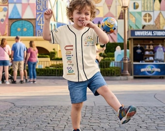 Custom Universal Studios Baseball Jersey Kids Personalized Minions Harry Potter Jurassic Park Shirt, Family Vacation 2026 Birthday Gift