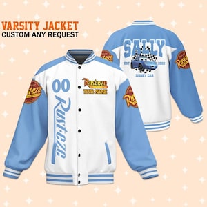 Custom Cars Team Sally Varsity Jacket, Adult Varsity Jacket, Personalized Disney Jacket, Baseball Team Outfit, Disney Uniform Varsity