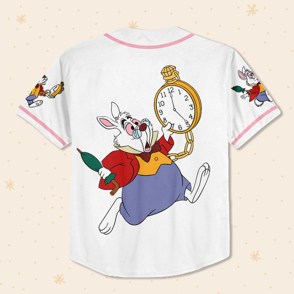 Custom Disney Alice in Wonderland White Rabbit Simple Baseball Jersey