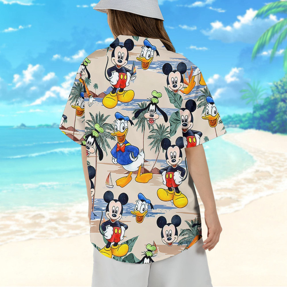 Disney Mickey And Friends Seamless Tropical Paradise Hawaii Shirt, Mickey Aloha Shorts