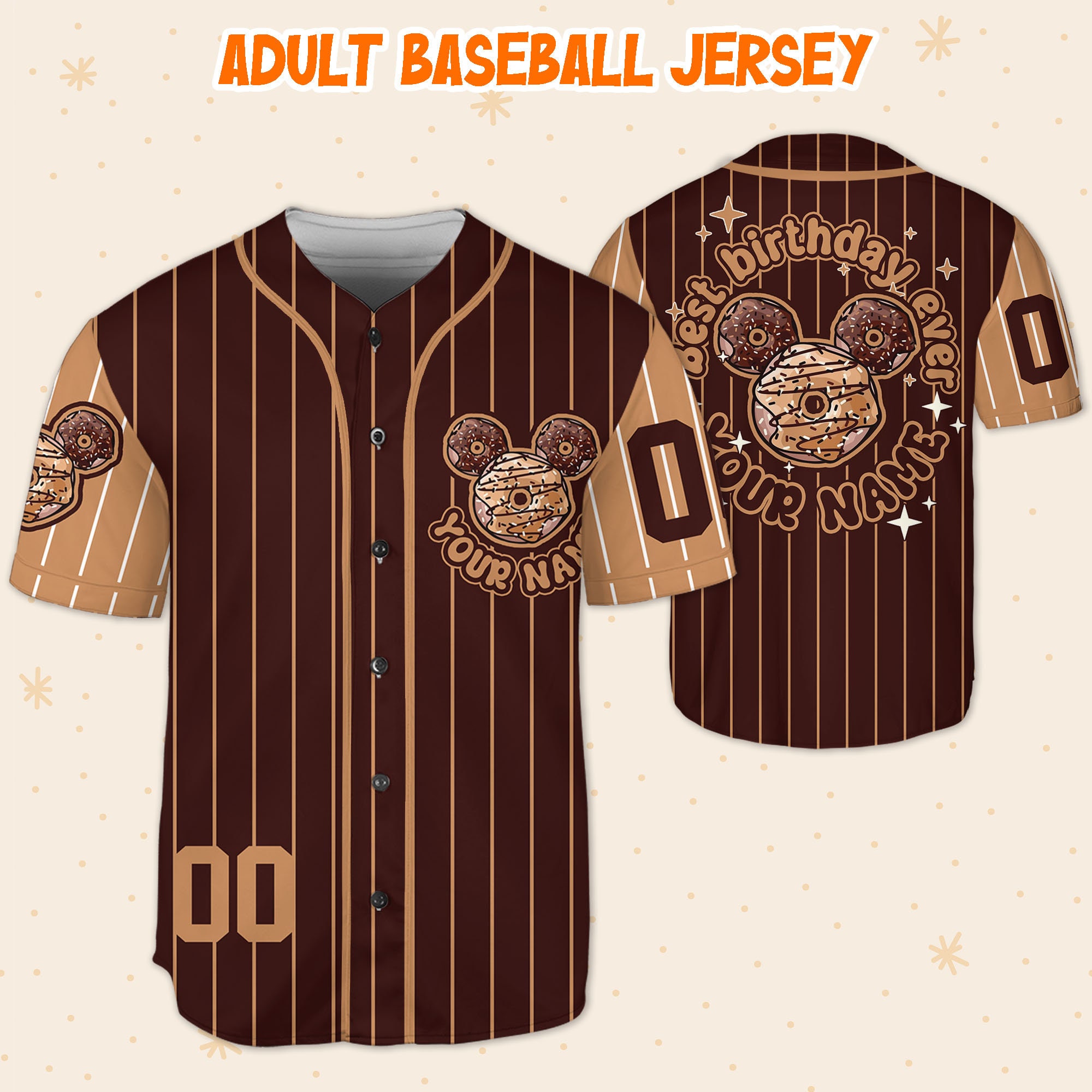 Personalized Disney Best Birthday Ever Socola Donut Baseball Jersey