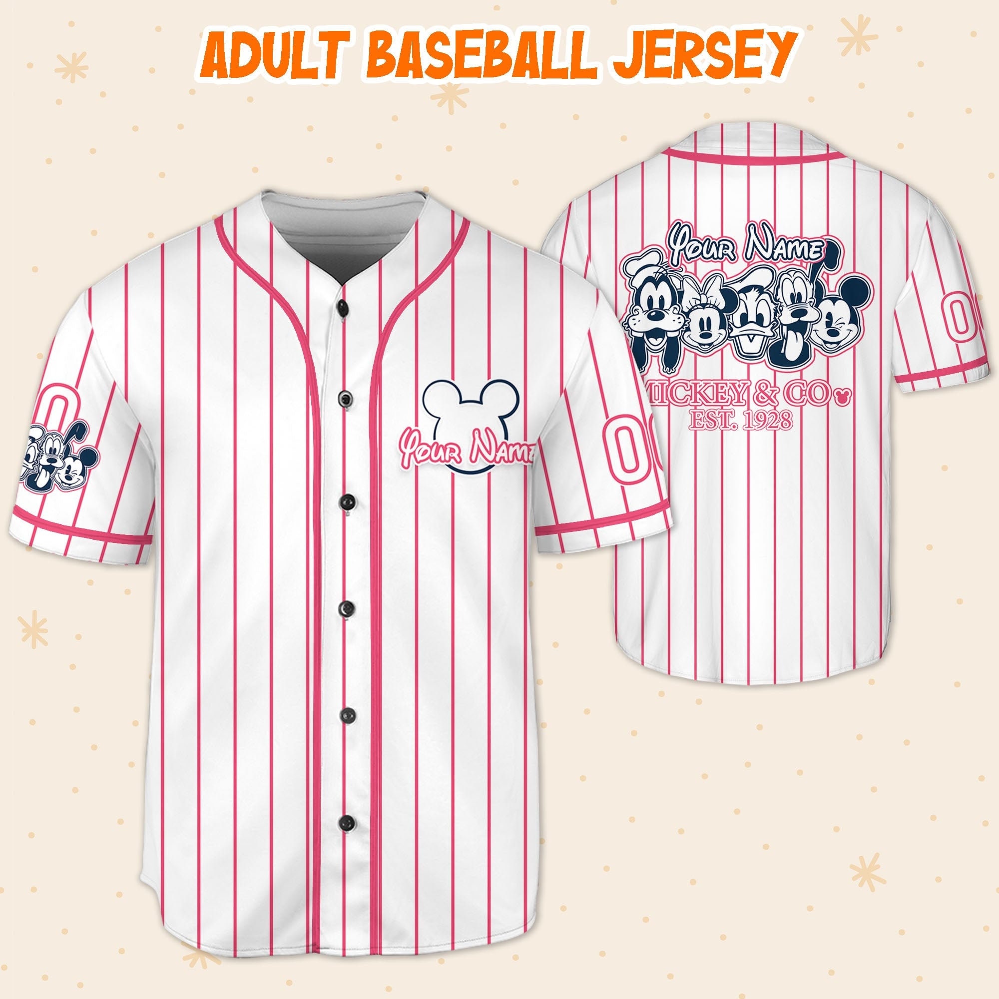 Personalize Vintage Mickey Mouse & Co est 1928, Custom Name Disney Baseball Jersey