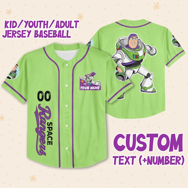 Personalize  Buzz Lightyear Custom Kids, Youth, Adult Disney Baseball Jersey Sports Outfits Cute Gifts For Fans Disney