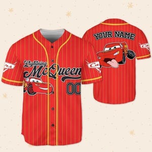 Camiseta de béisbol personalizada de Lightning McQueen para cumpleaños, Día del Padre, Vacaciones de Verano 2026, Camiseta a juego para toda la familia imagen 5