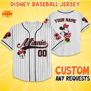 Custom Disney Minnie Mouse Cute, Personalize Disneyland Jersey, Baseball Team, Mickey Mouse Birthday, Gift for Disney Fans