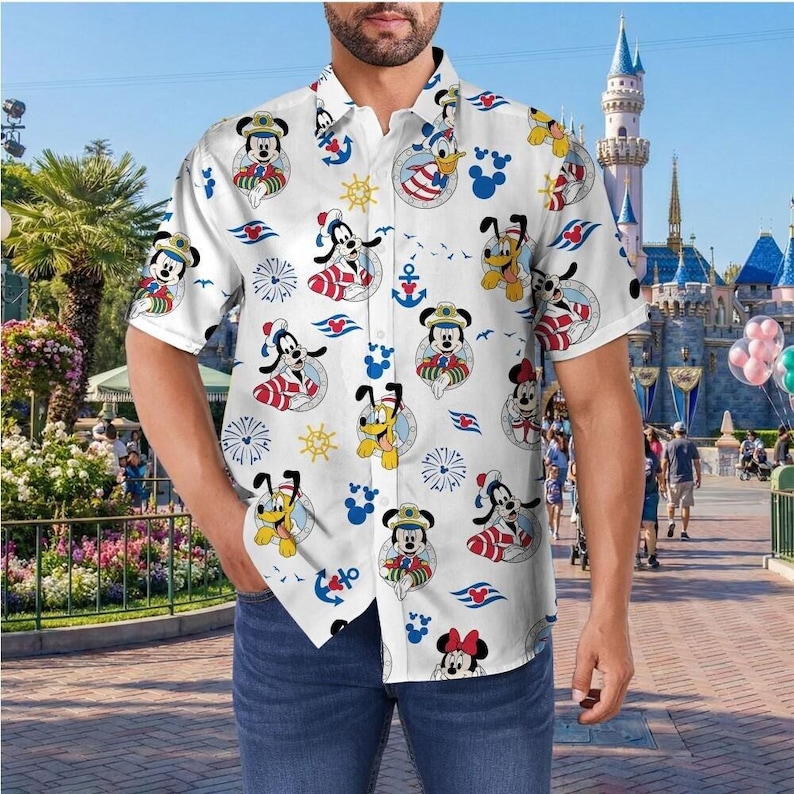 Nautical Disney Cruise Hawaiian Shirt and Shorts Set, Mickey Minnie Sailor Family Matching Outfits, DCL Summer Vacation Wear 2026 image 7