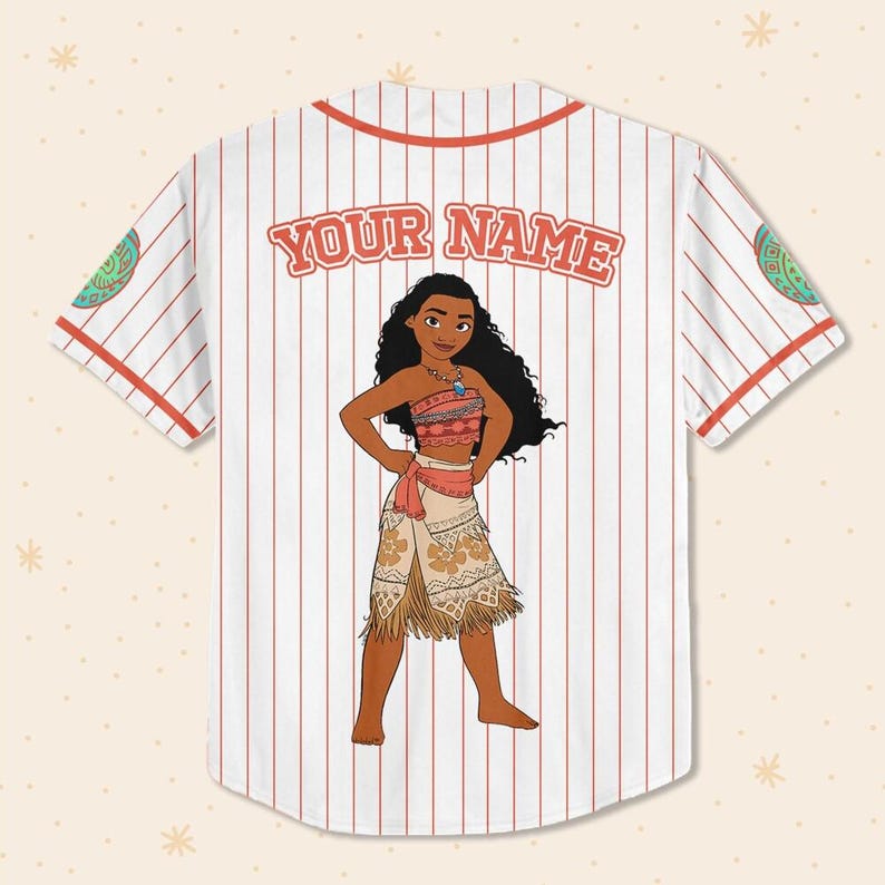 Custom Princess Moana Baseball Jersey Personalized Disney Shirt, Family Vacation 2026, Birthday Girl Island Summer Outfit image 4