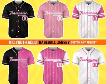 Camiseta de béisbol personalizada con nombre y número de equipo, colección rosa, uniforme para aficionados al béisbol.