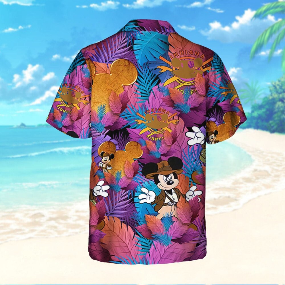 Disney Mickey Indiana Jones Colorful Summer Tropical Hawaii Shirt, Mickey Aloha Shorts