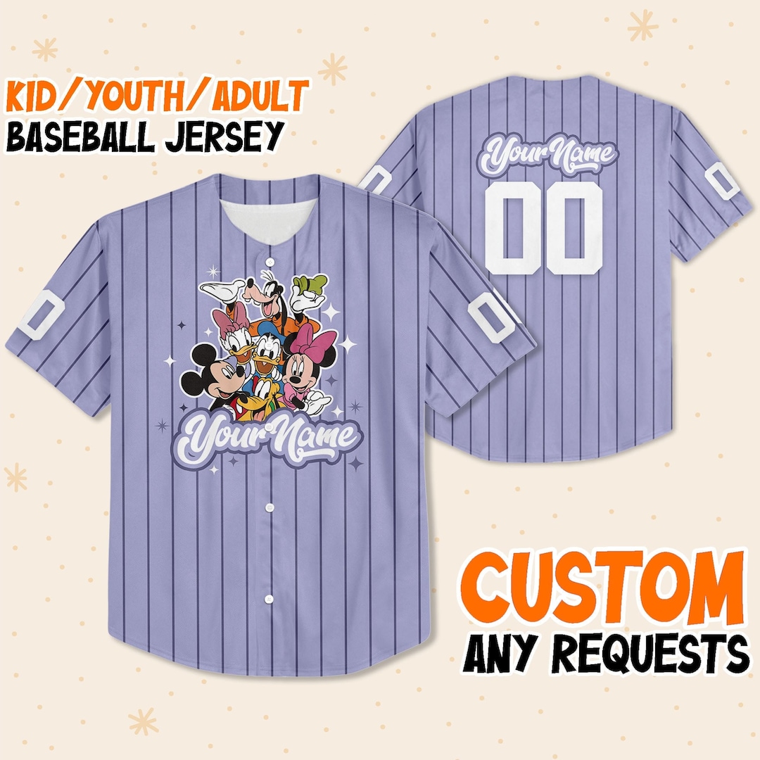 Personalize Mickey and Friends Jersey, Custom Disney Jersey Baseball