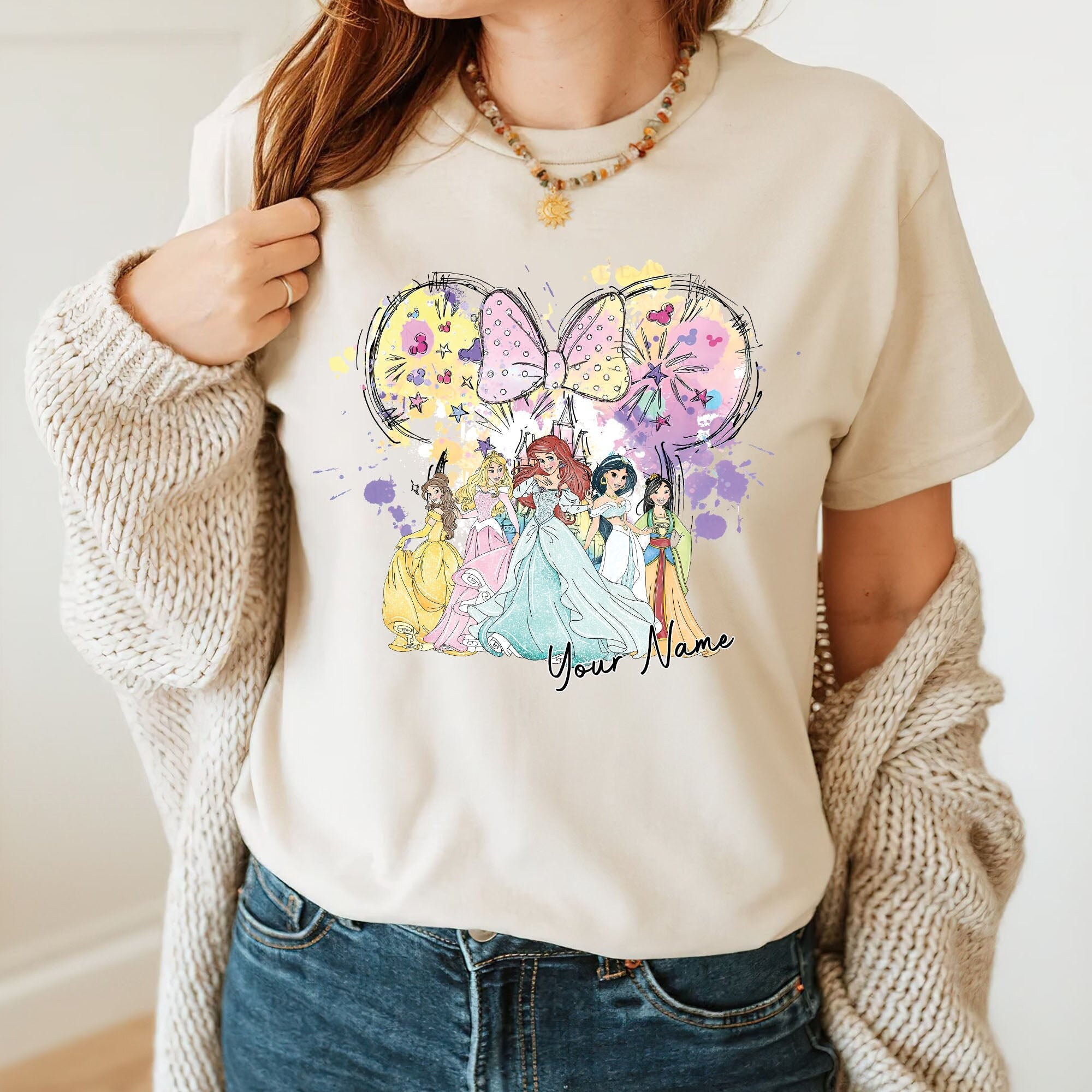 Personalize Disney Princess Castle Vintage Unisex T-Shirt, Disney Princess Shirt