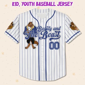 Custom Beauty and the Beast Baseball Jersey Personalized Disney Couple Pinstripe Shirt, Disney Mom Daughter Gift, Summer Trip 2026 Outfit image 3