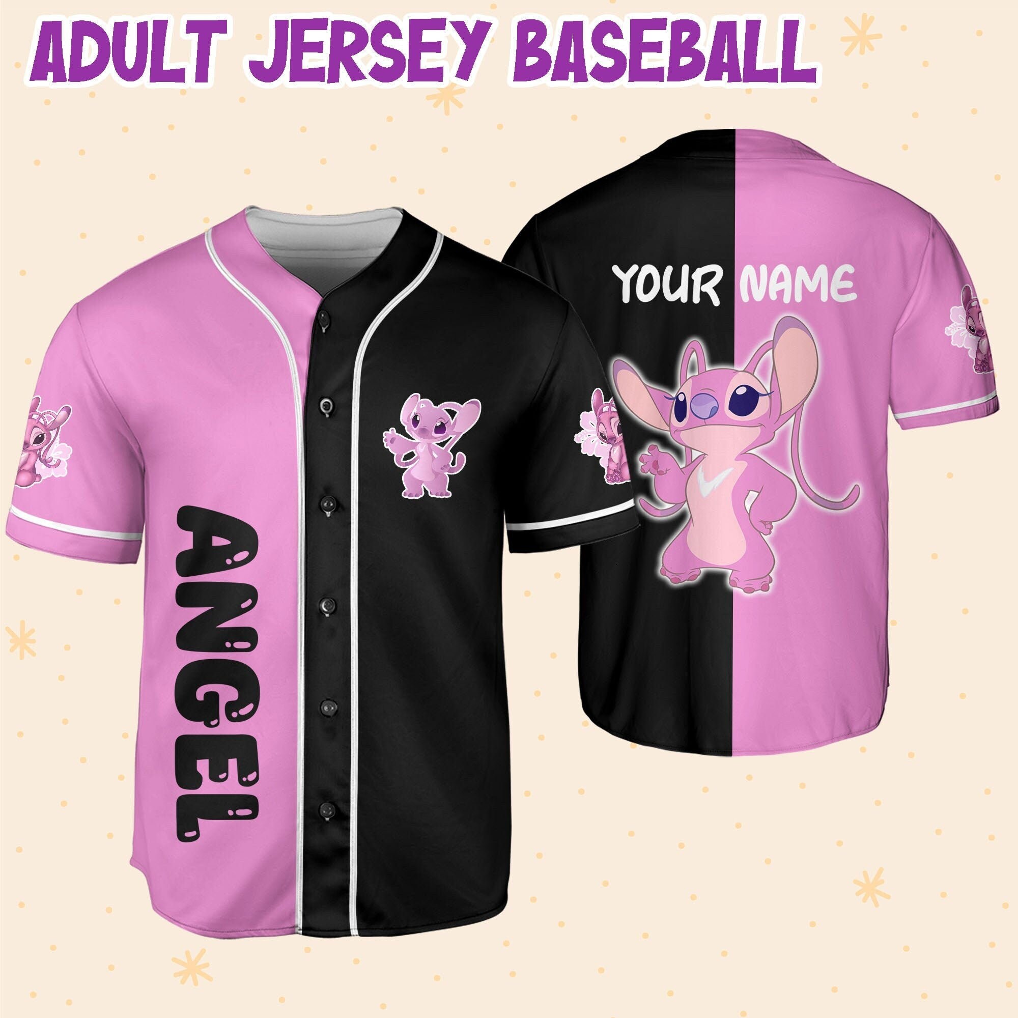 Personalized Lilo And Stitch Angel Disney Baseball Jersey, Disney Jersey