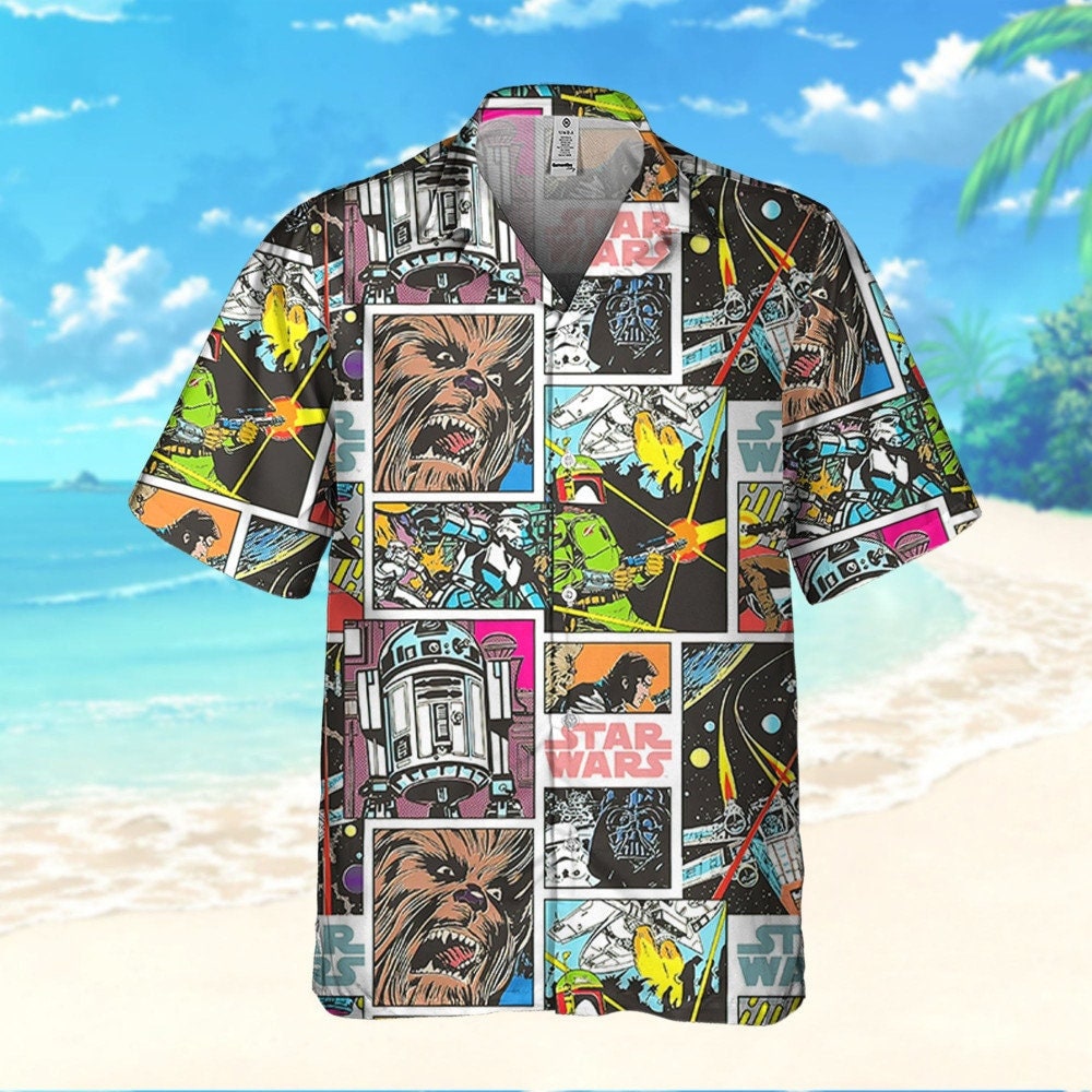 Star Wars Classic Star Wars Characters Retro Comic Book Style Hawaii Shirt and Shorts