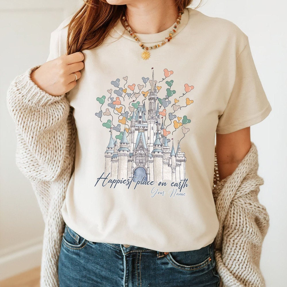 Custom Happiest Place on Earth Unisex T-Shirt, Disney Retro Castle shirt